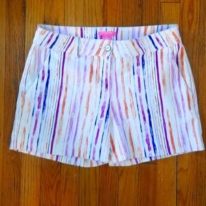 Isaac Mizrahi Women's Purple Orange White Striped Shorts, Size 10
